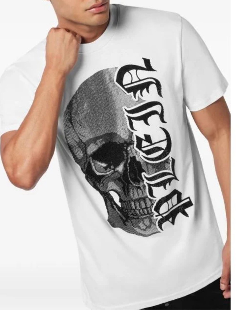 Philipp Plein Gothic Plein Stones White Skull T-Shirt NWT Size XXL